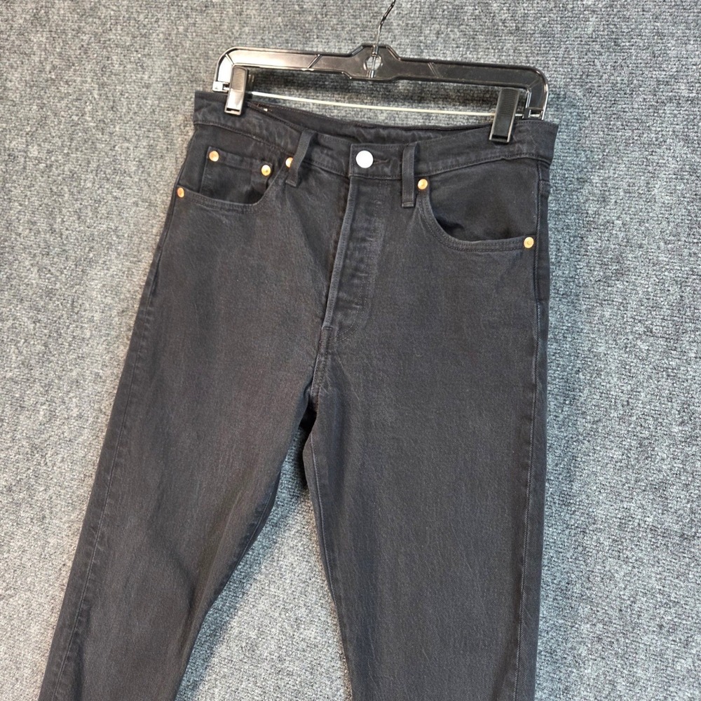 Levi's Premium 501 Big E Black Jeans 28x29 High Rise Button Fly Straight Leg - Picture 7 of 16